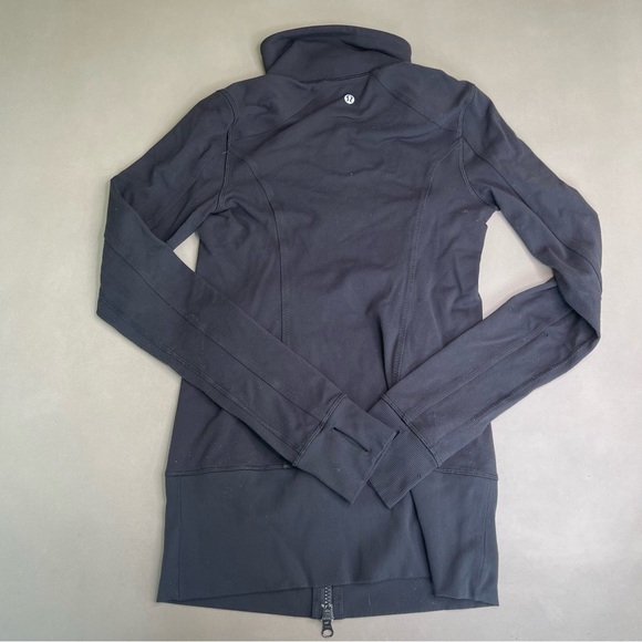 Lululemon Nice Asana Jacket Double Zipper Full Zip Size 2 Black Lion Full Length - Picture 2 of 12